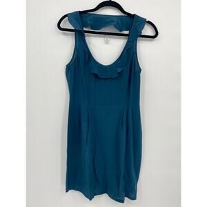 Kimchi Blue 4 Teal Green Silk Ruffle Scoop Neck Sleeveless Mini Dress